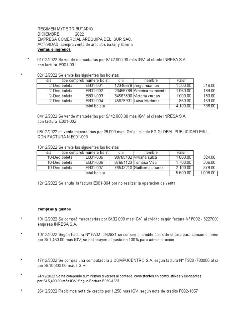 Registro Ventas y Compras - Liquidacion de Impuestos PDT 621 | PDF ...