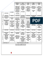 Plan de Alimentación: Lunes Martes Miércoles Jueves Viernes Sábado Domingo