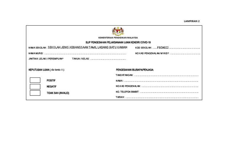 Slip Pengesahan Pelaksanaan Ujian Kendiri Covid19 PDF