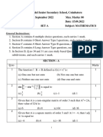 Grade Xii - Math - Set A - QP - 15.09.22