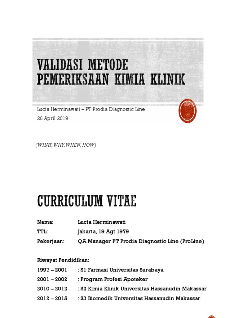 DR Lucia VALIDASI METODE KIMIA KLINIK DR Lucia PDF