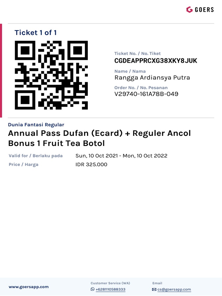 Venue Ticket Annual Pass Dufan Ecard Reguler Ancol Bonus 1 Fruit