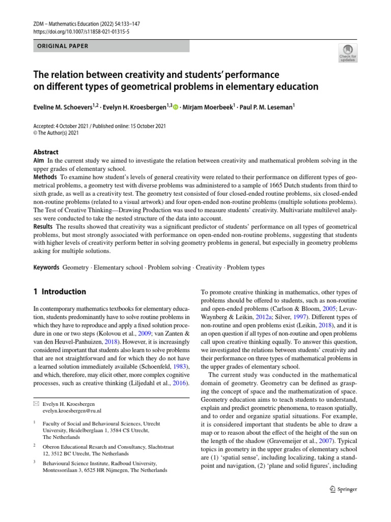 The relation between creativity and students performance pdf