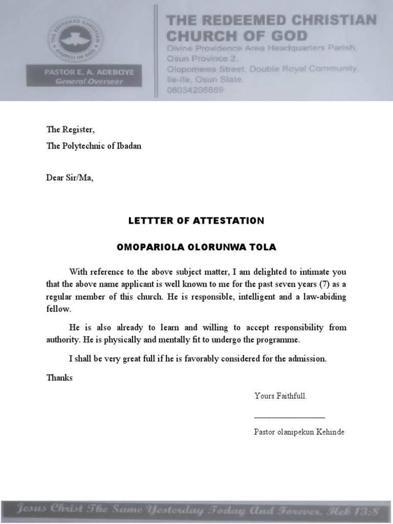 Lettter of Attestation | PDF