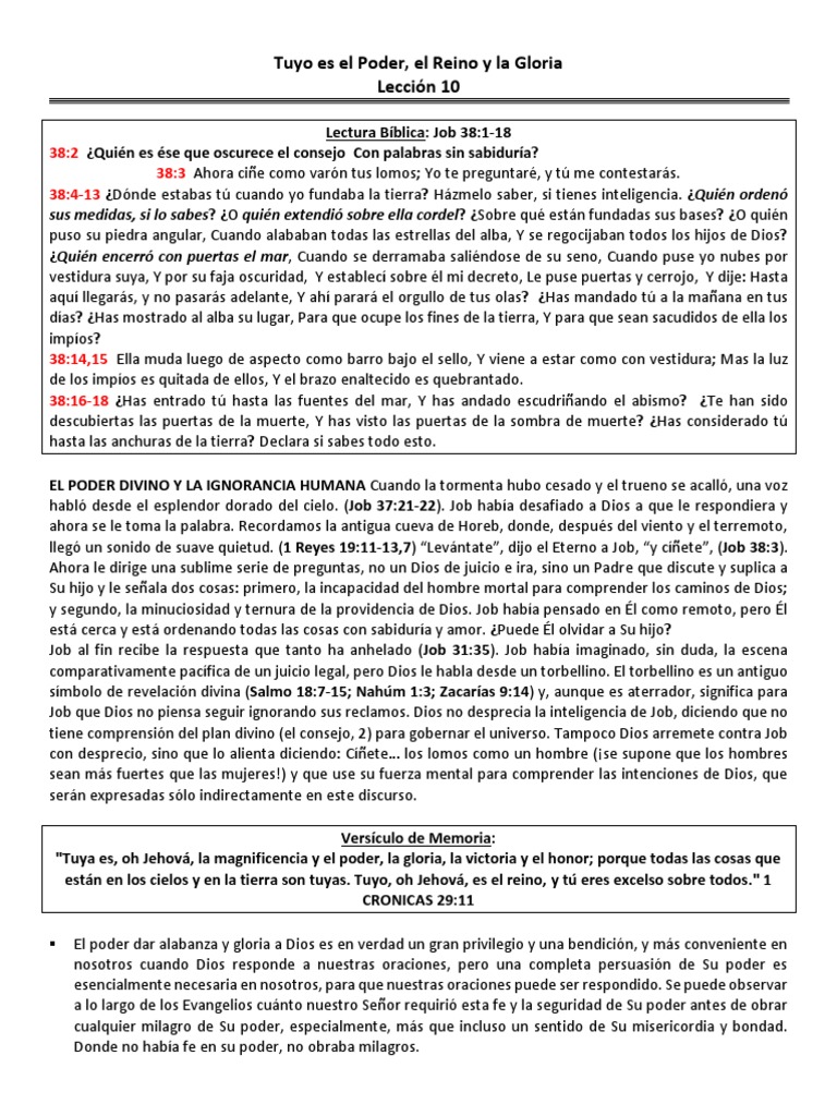 Soberanía y Poder de Dios en Job | PDF | Libro de trabajo | Dios