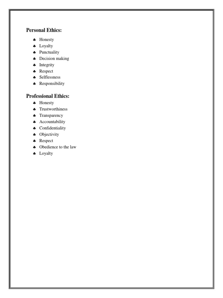 Personal Vs Professional Ethics PDF