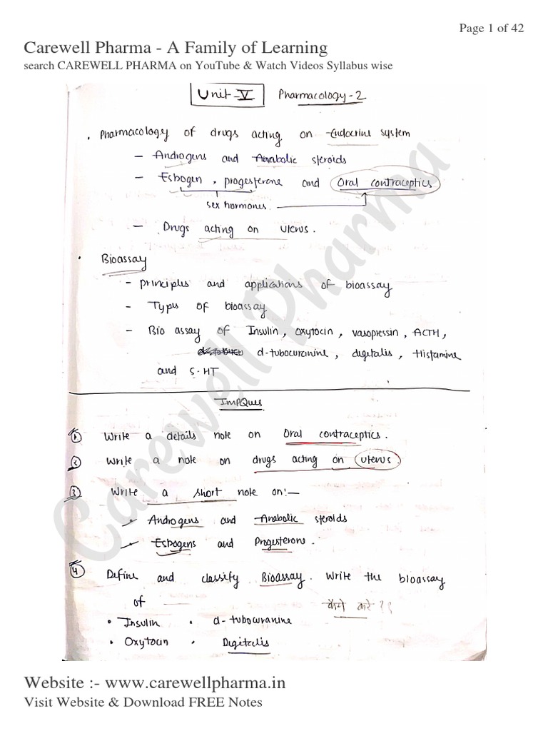 Unit 5 Pharmacology 2 Carewell Pharma Pdf Organ Anatomy Glands