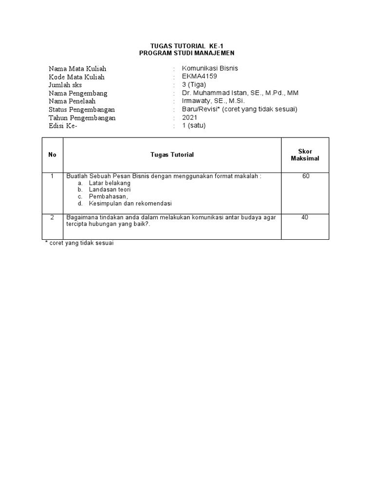 Tutorial Komunikasi Bisnis dan Pesan | PDF | Bisnis | Ilmu Sosial