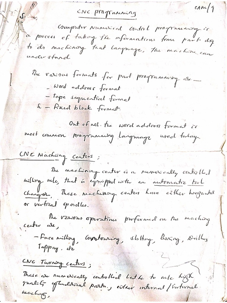 CNC Programming Notes | PDF
