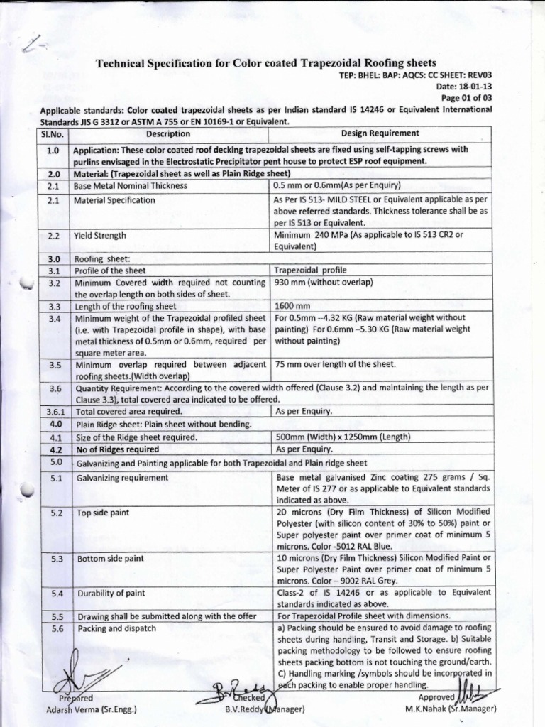 Technical Specification PDF Sheet Metal Paint