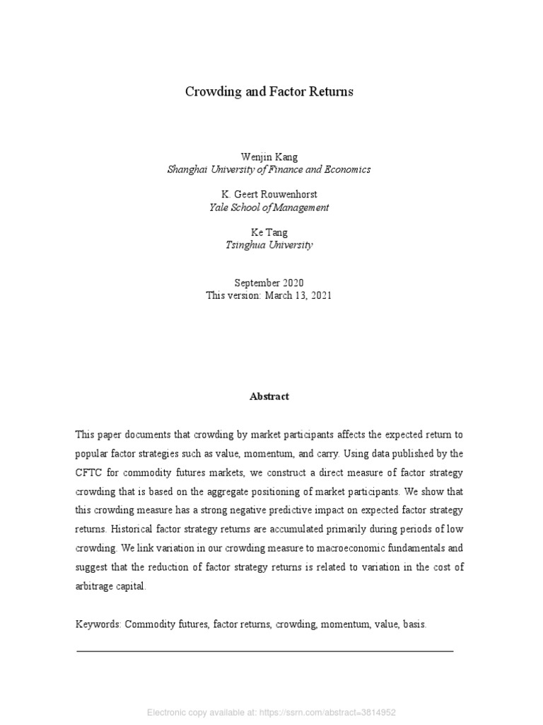 Crowding and factor return download free pdf futures contract