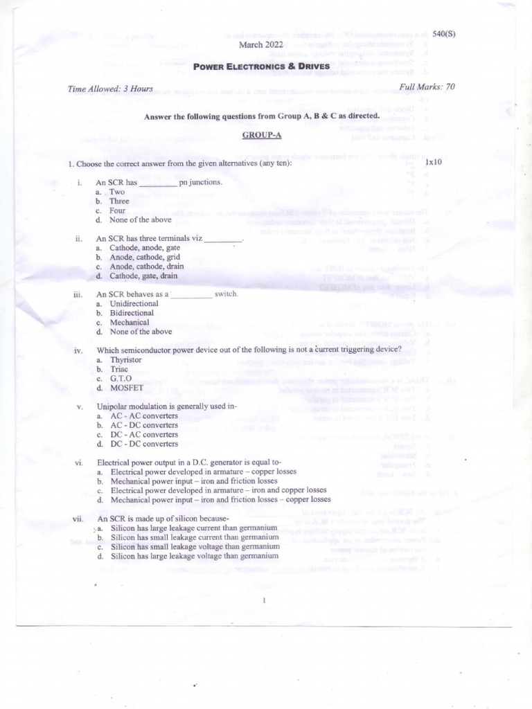 4th Semester Electrical Engineering Papers | PDF | Electric Motor ...