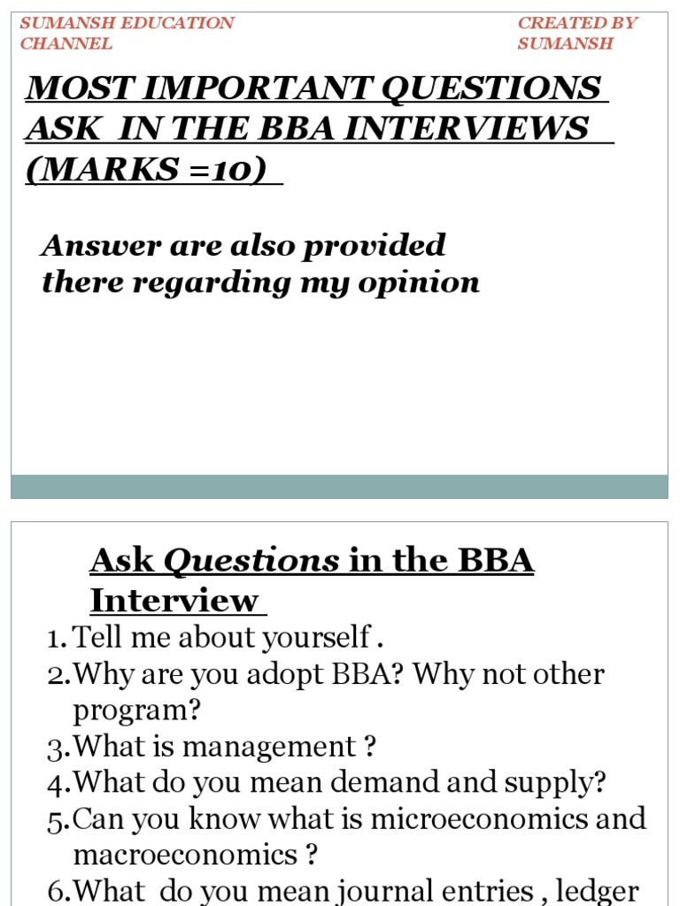 BBA Interview Questions and Answers | PDF | Debits And Credits | Economies