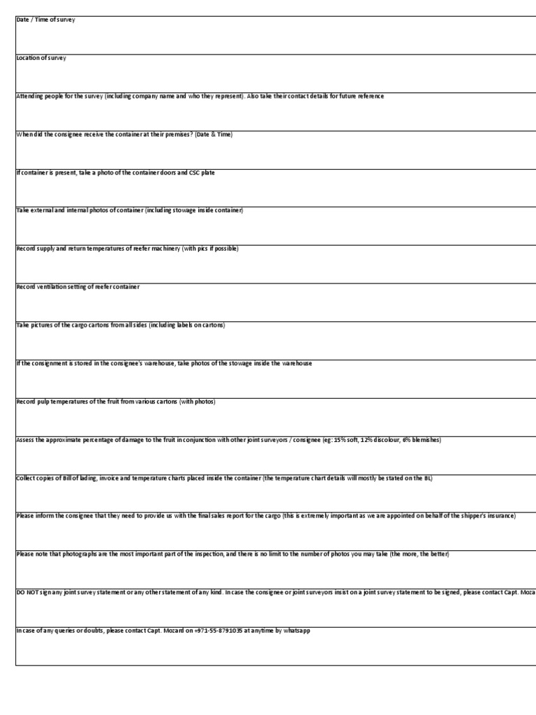 Reefer Cargo Checklist (Rev 1) | PDF