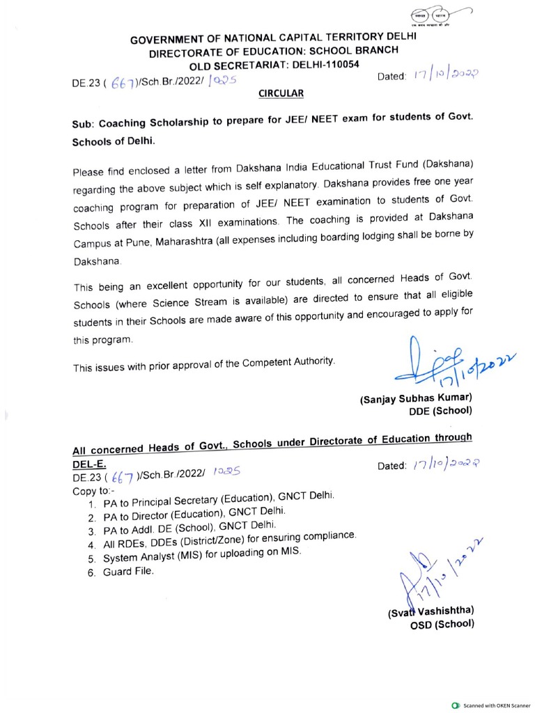 Delhi DOE-JDST 2023 Circular | PDF