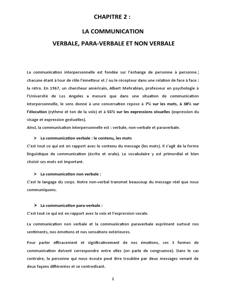 Communication verbale et paraverbale | PDF | Sourire | la communication