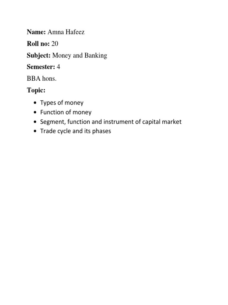 Money and Banking PDF Financial Markets Money