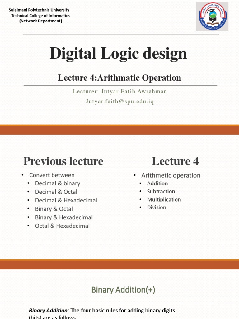 Lecture 4 (Arithmetic Operation) | PDF | Multiplication | Lexicology