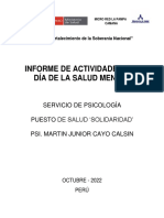 Informe de Actividades Realizadas Salud Mental Octubre