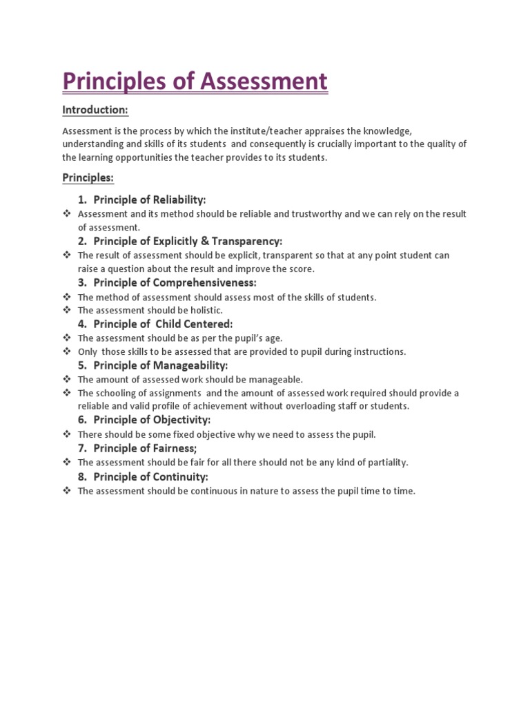 Principles of Assessment | PDF