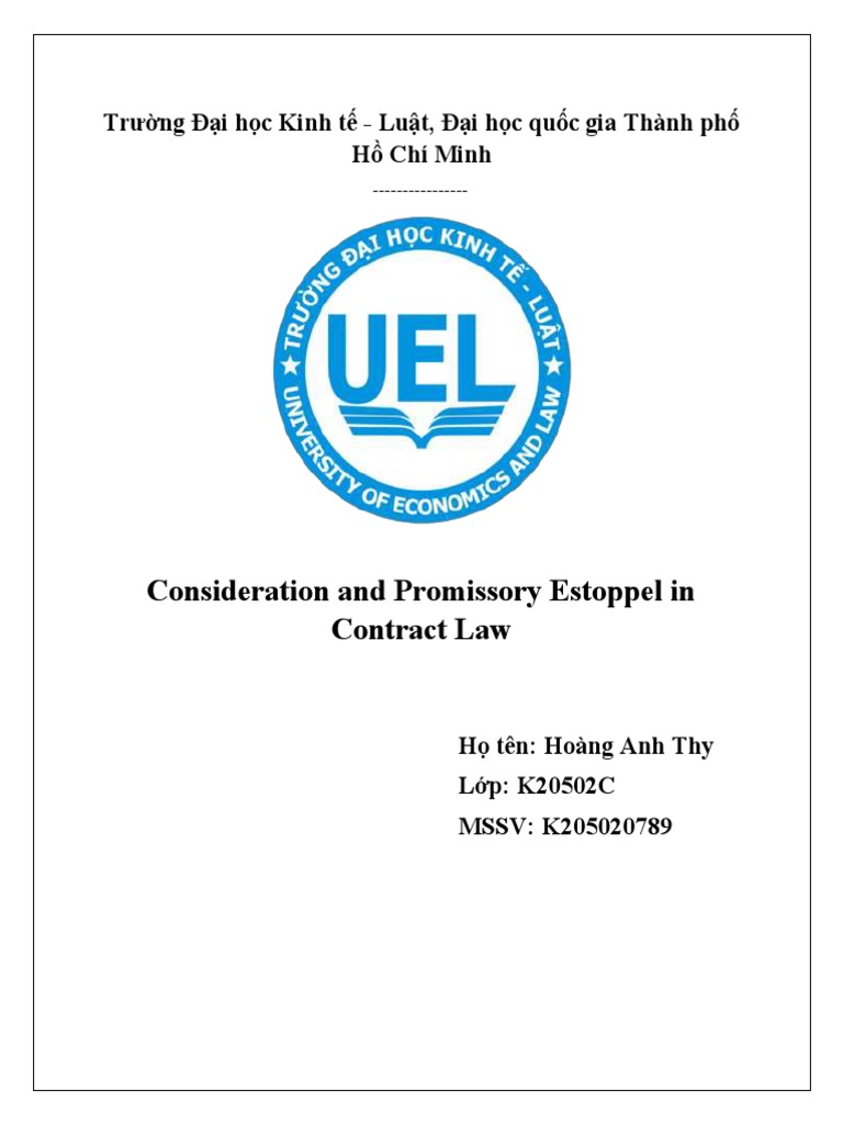 Consideration And Promissory Estoppel In Contract Law Pdf
