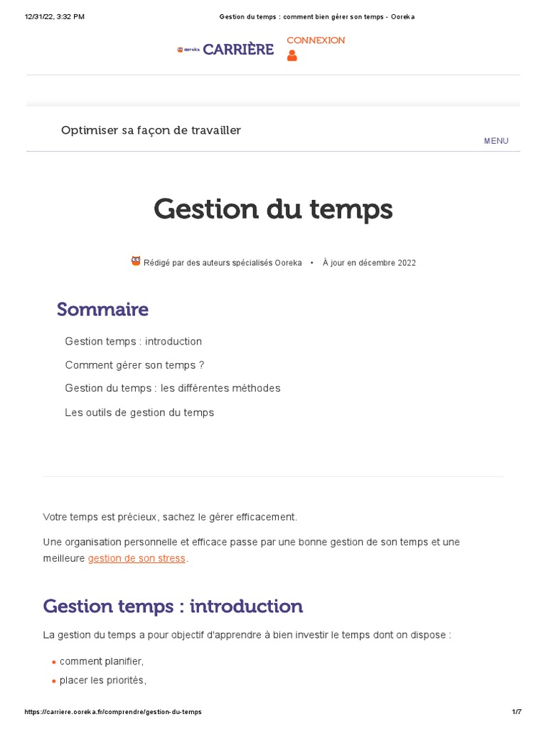 Gestion efficace du temps au travail | PDF | Planification