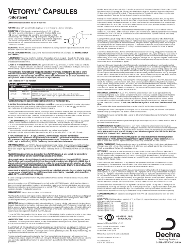 Vetoryl Package Insert Download Free PDF Clinical Medicine