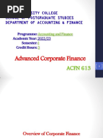 Chapter 01 Overview of Corporate Finance