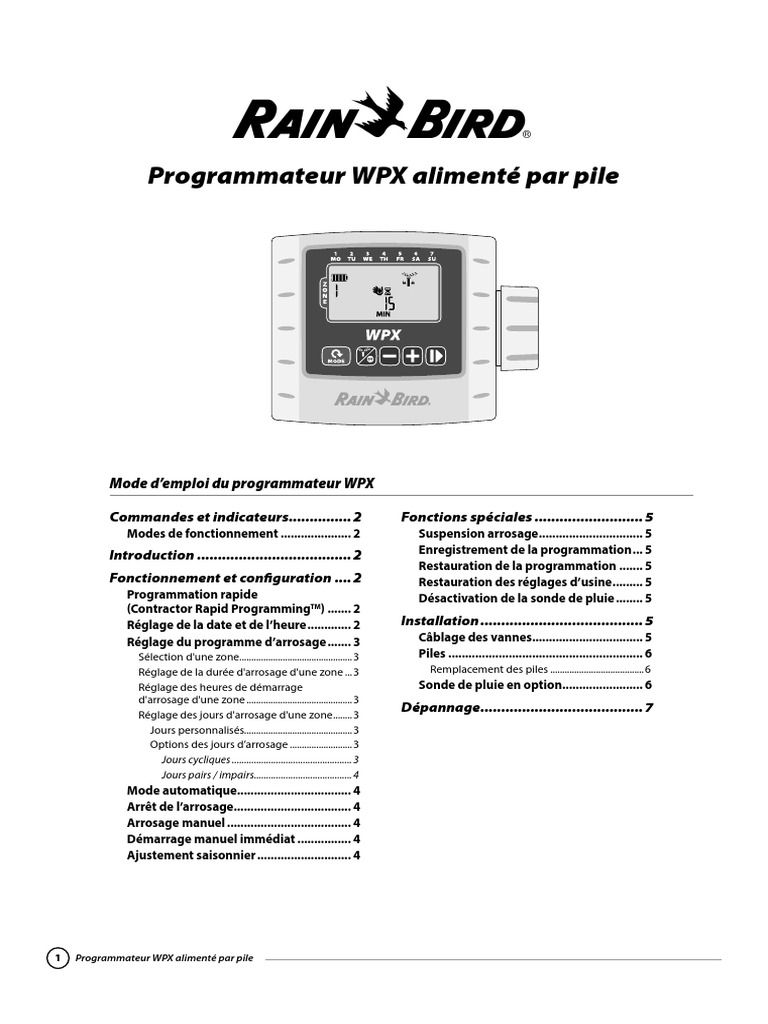 Procedure Programmation Programmateurs WPX Rain Bird | PDF