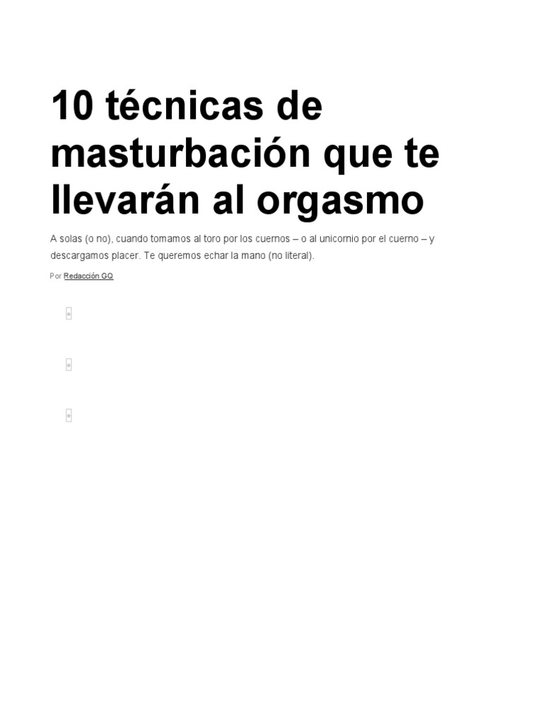 10 Técnicas de Masturbación Que Te Llevarán Al Orgasmo | PDF ...