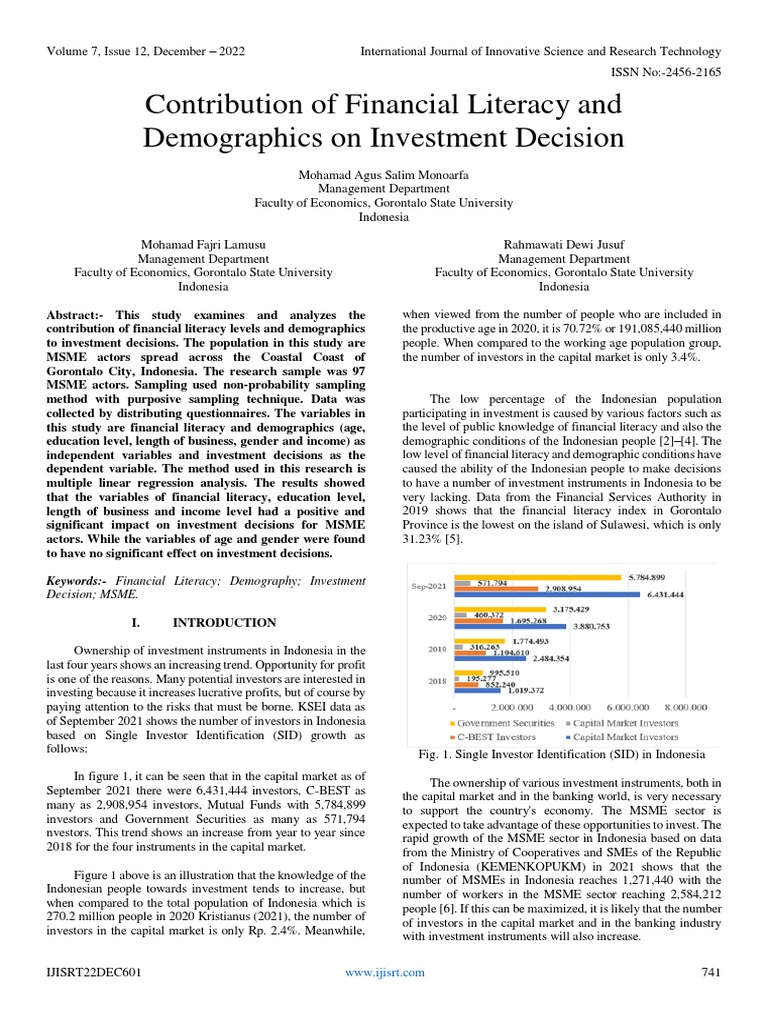 Contribution of Financial Literacy and Demographics On Investment ...