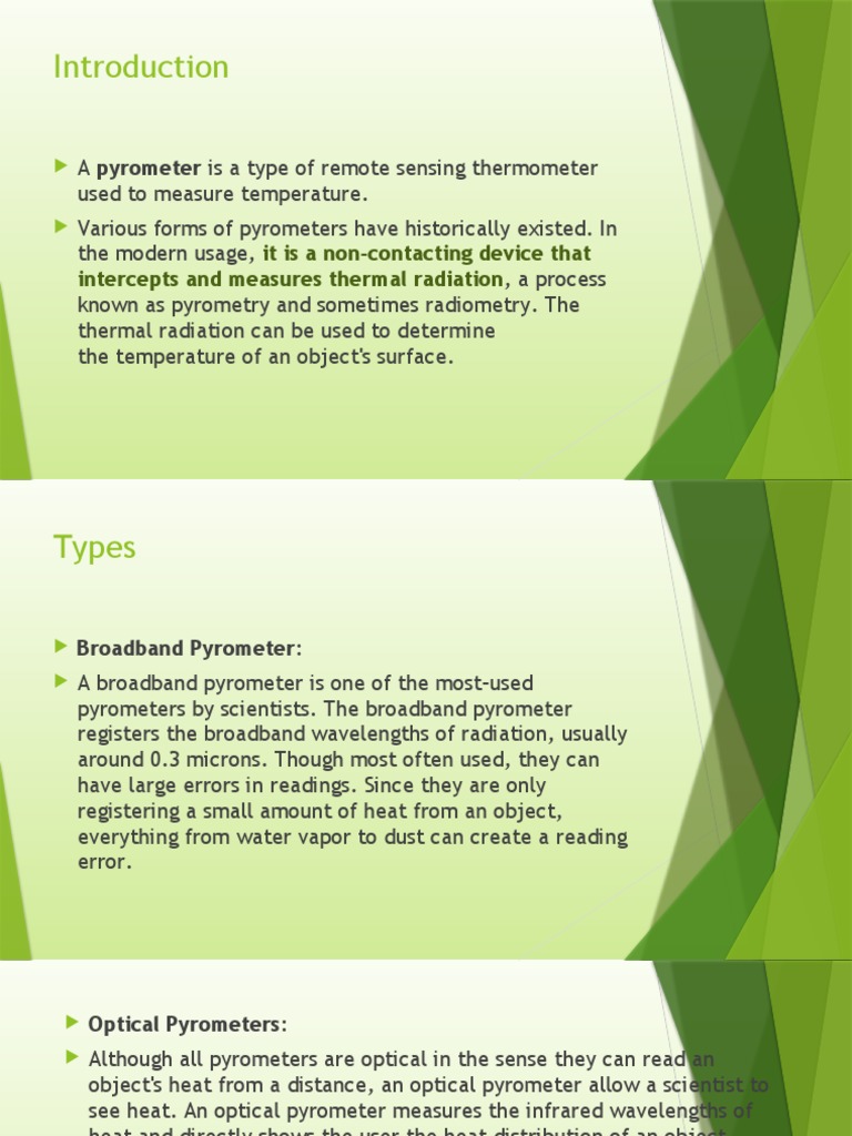 Measuring Temperature Remotely with Pyrometers | PDF | Optics | Chemistry