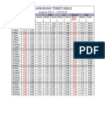 Ramadan Timetable 2011