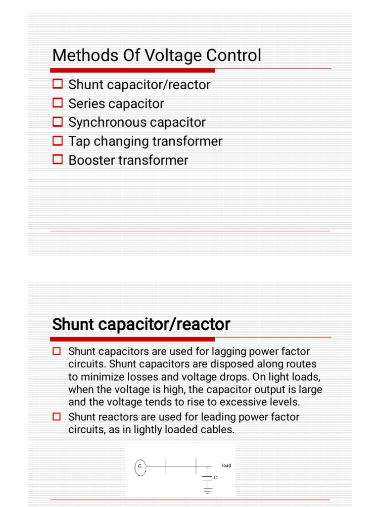 Voltage Control Methods in Power Systems | PDF | Capacitor | Transformer