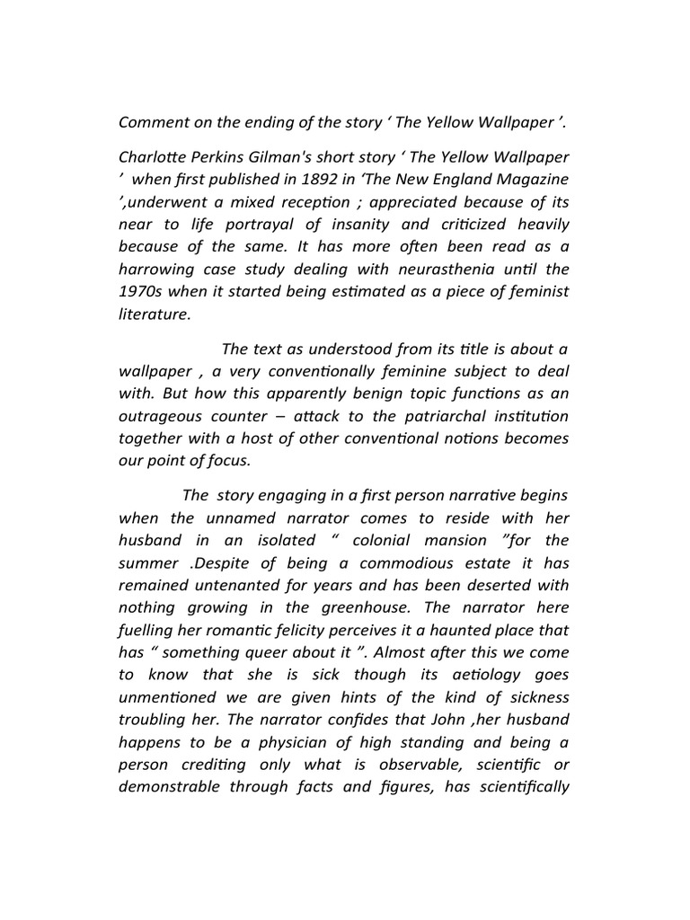 Yellow Wallpaper | PDF | The Yellow Wallpaper