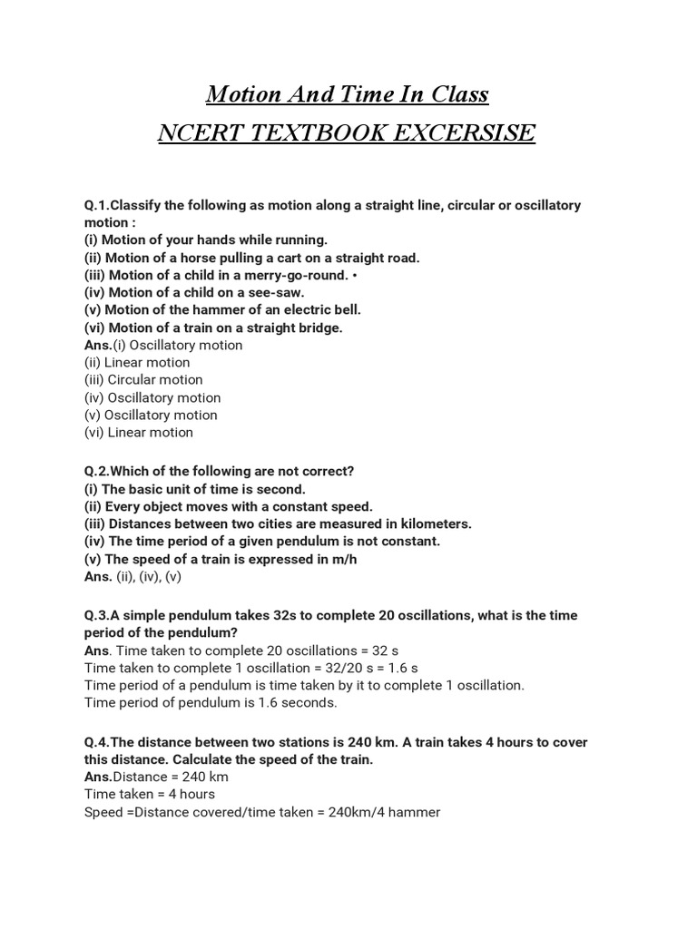 Motion And Time Explanation