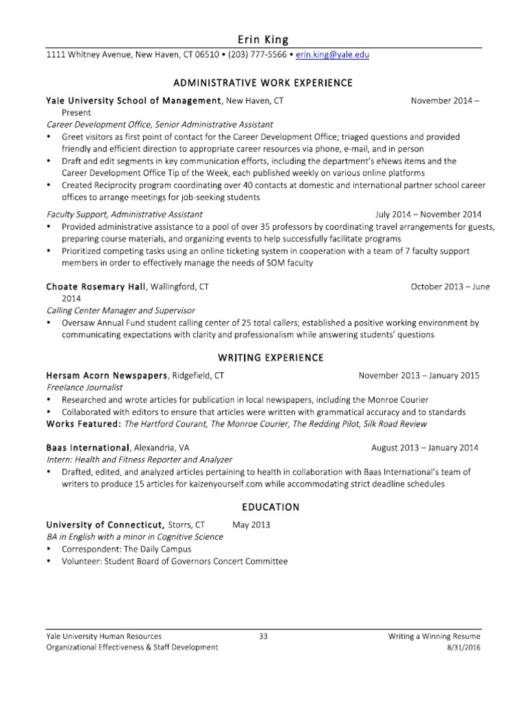 Cv Template Yale University PDF