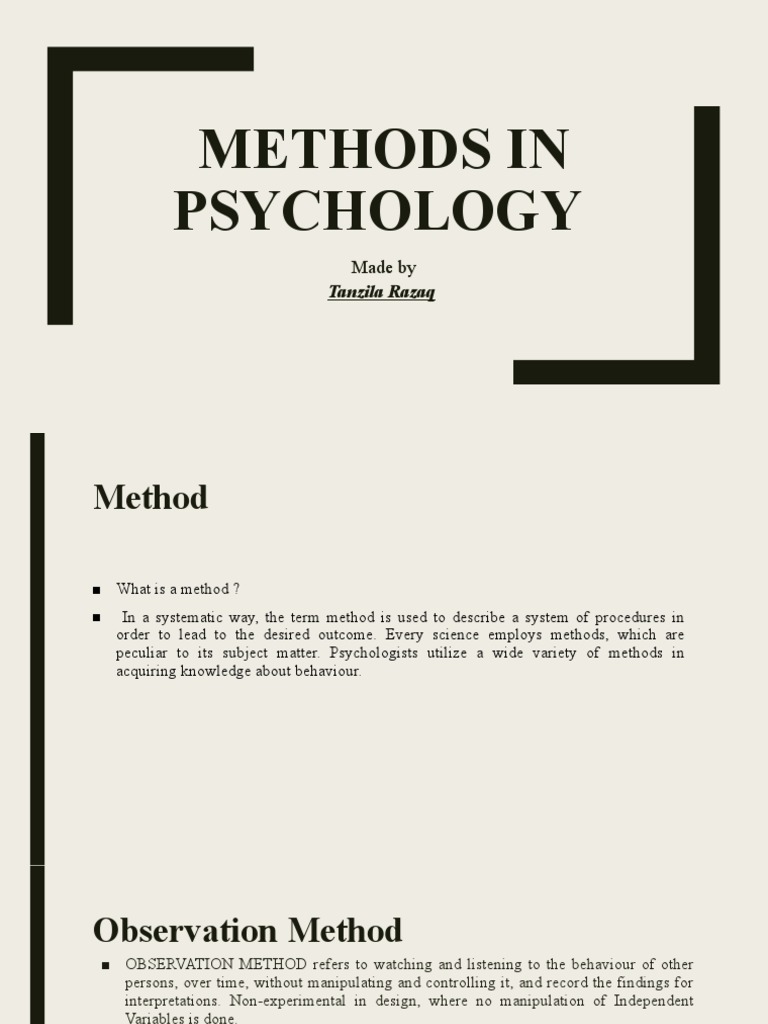 Overview of Psychology Research Methods | PDF | Survey Methodology ...