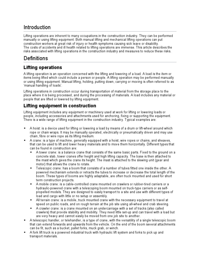 Lifting Operations Risk Assessment Guide | PDF | Crane (Machine) | Risk