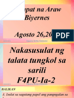 FILIPINO WEEK 1 DAY 4 Nakasusulat NG Talata Tungkol Sa Sarili