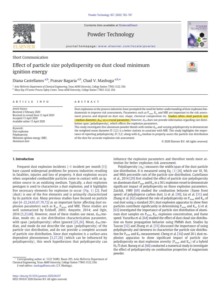 Castellanos, Bagaria, Mashuga 2020 Effect of Particle Size