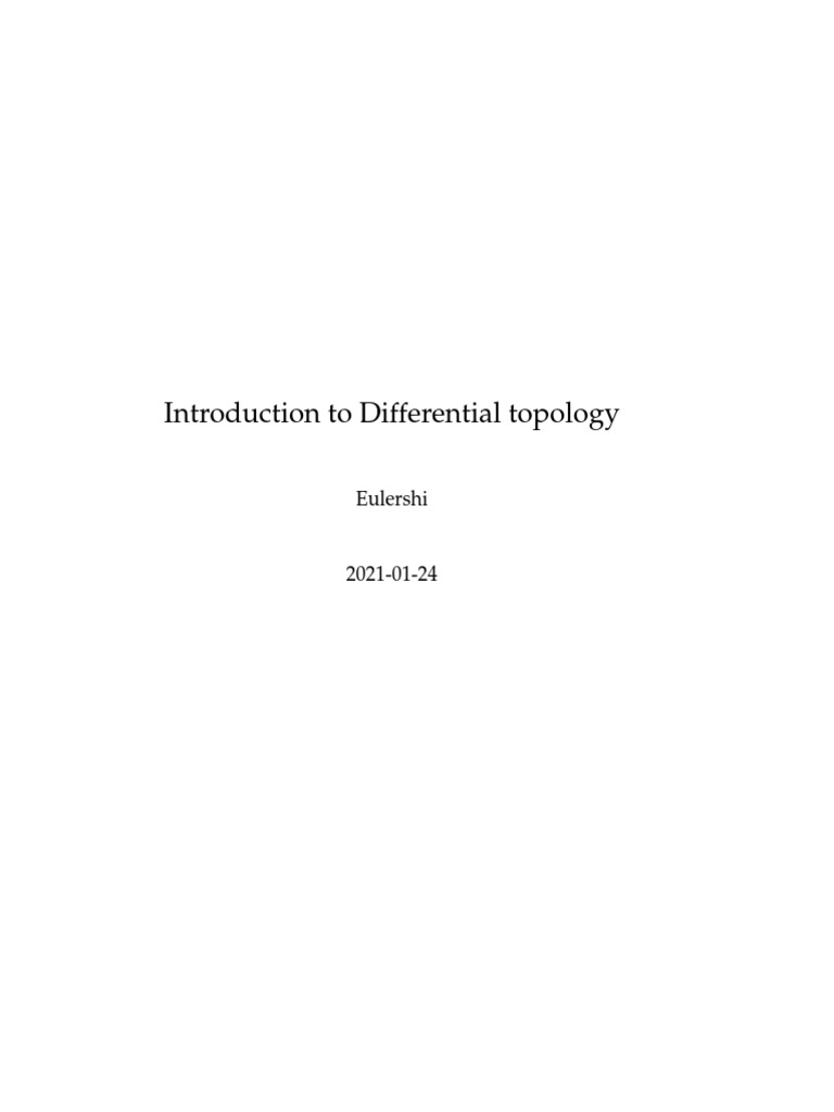 Introduction to Differential Topology | PDF | Differentiable Manifold ...