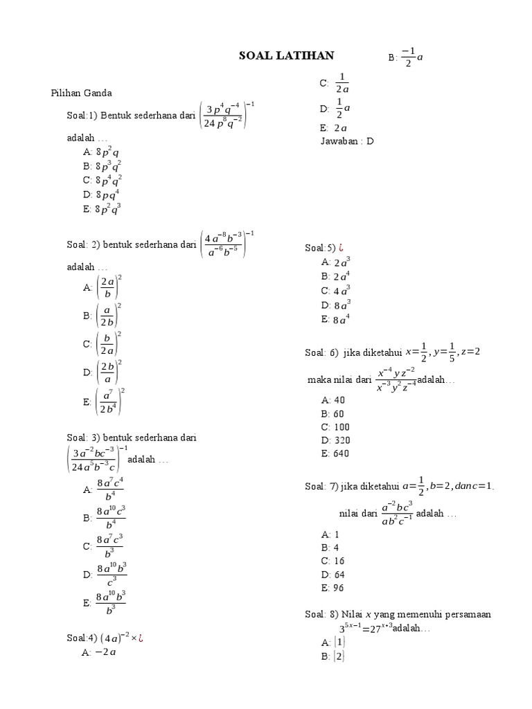 Pilihan Ganda Latihan Pasba | PDF