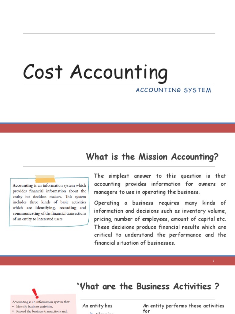 Cost Accounting I 1. Accounting System PDF Balance Sheet Cost Accounting