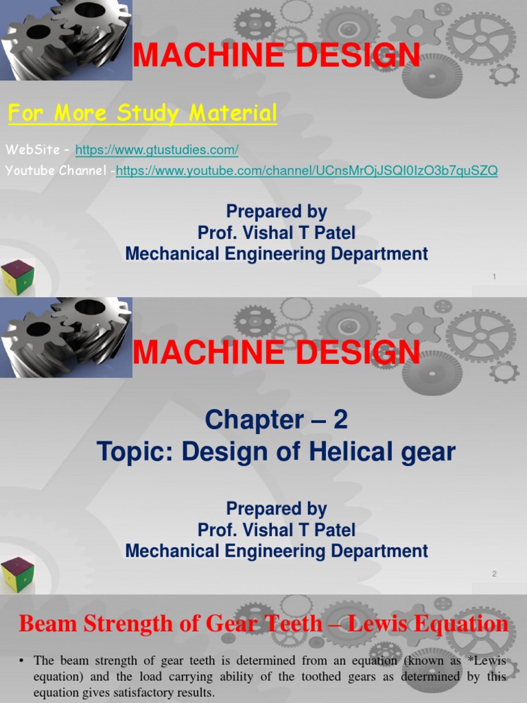 MD - Chapter 02 - Design of Helical Gear | PDF | Gear | Materials Science