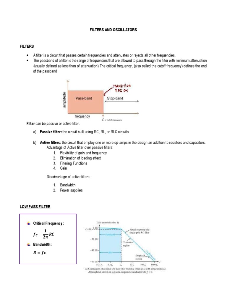 Filters and Oscillators PDF Electronic Filter Electronic Oscillator