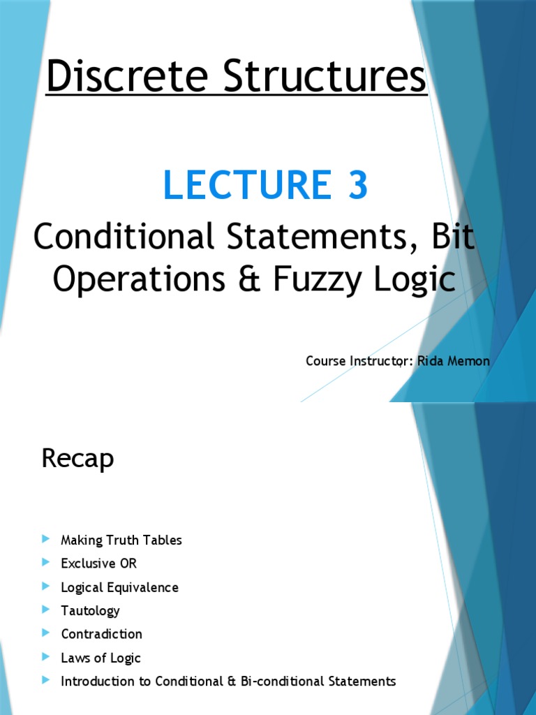 Discrete Structures - Lecture 3 | PDF | If And Only If | Logical ...