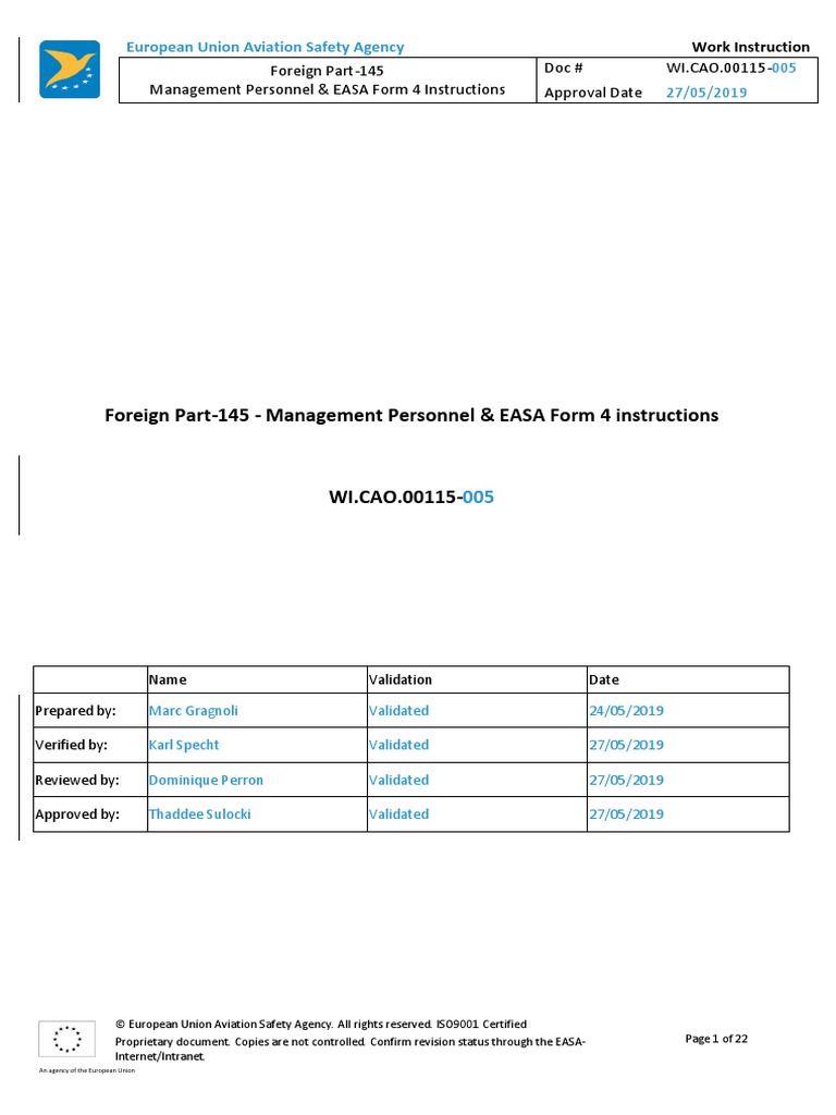A04. WI CAO .00115005 EASA Form 4 Instructions PDF Iso 9000