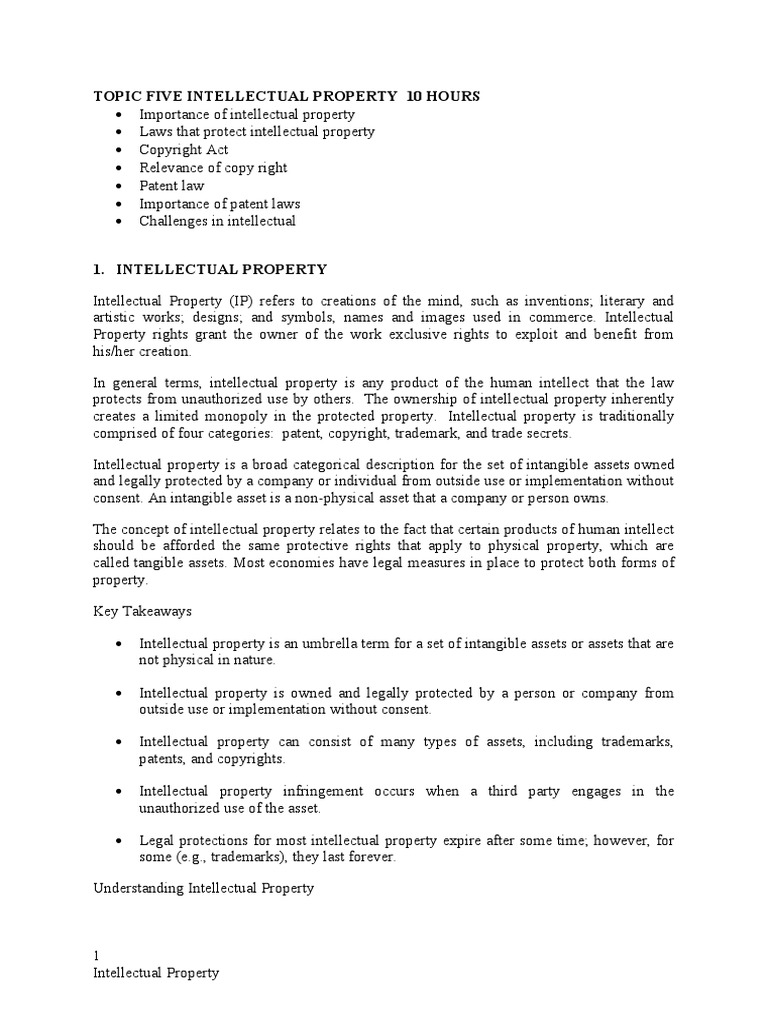 Understanding Intellectual Property Basics | PDF | Intellectual ...