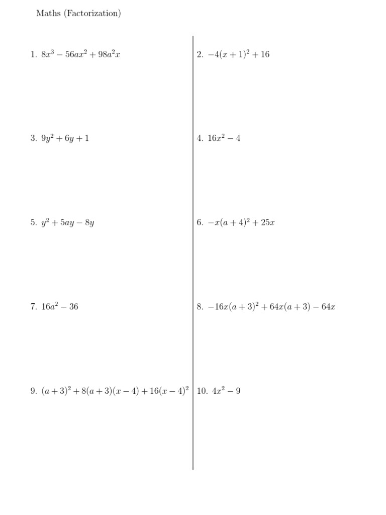 Math Factorization 20221230 PDF